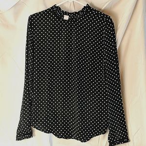 New Bongo women's black blouse with white polka dots buttons in back size med